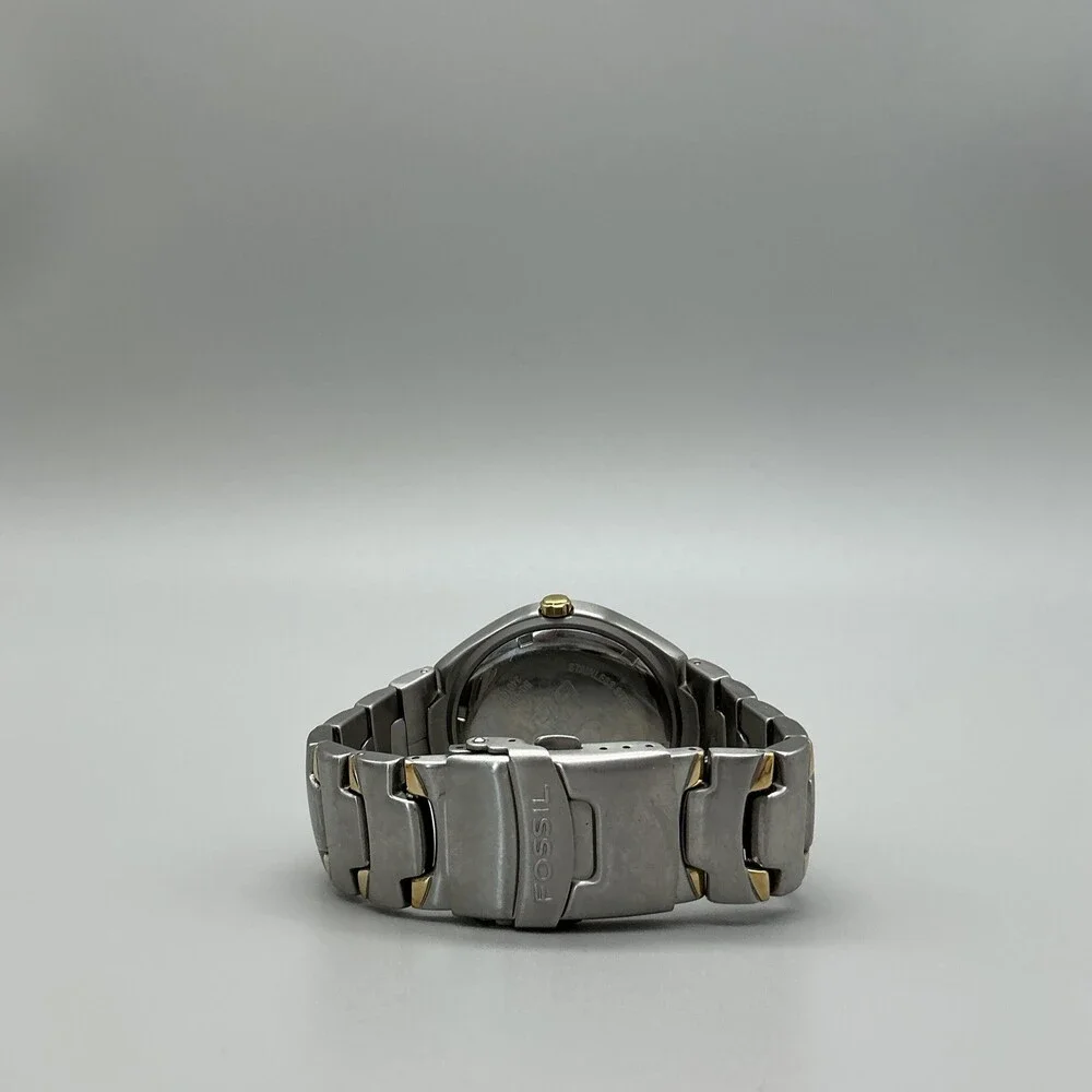 Fossil Blue BQ-9094 Mens Watch 40mm Silver Two Tone Stainless New Battery 6.5
